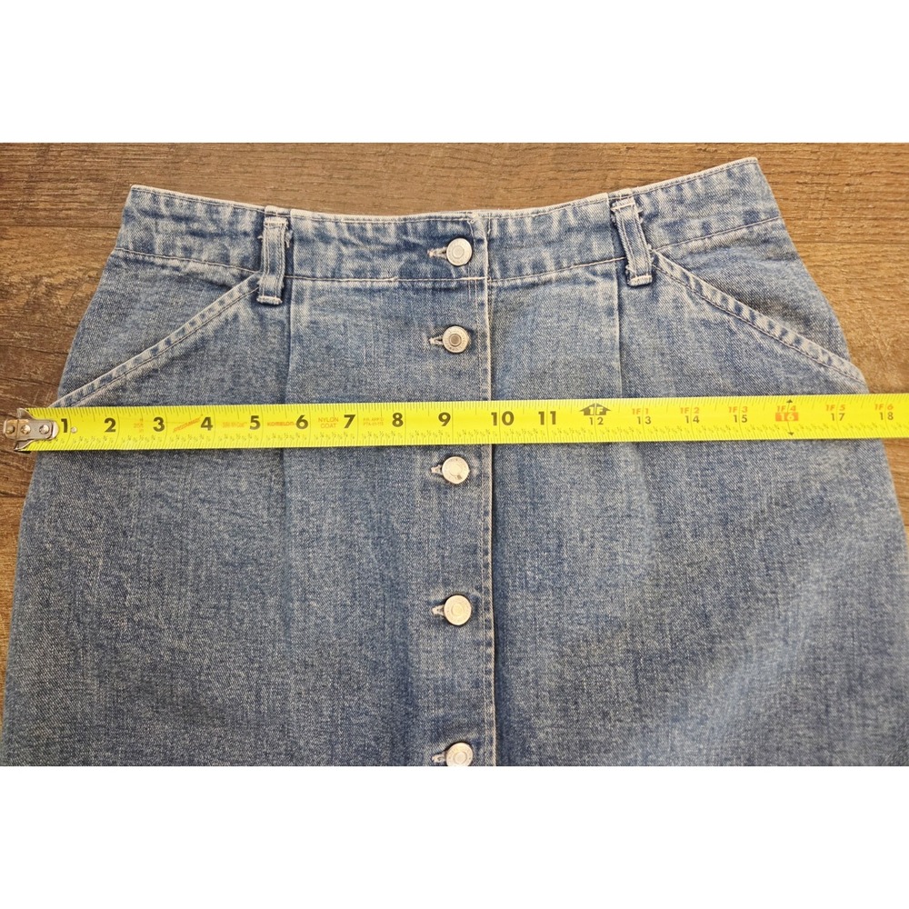 Gap Womens Y2K Denim Maxi Skirt Blue Snap Front A-Line Slit Pockets Size 8 - Picture 10 of 10